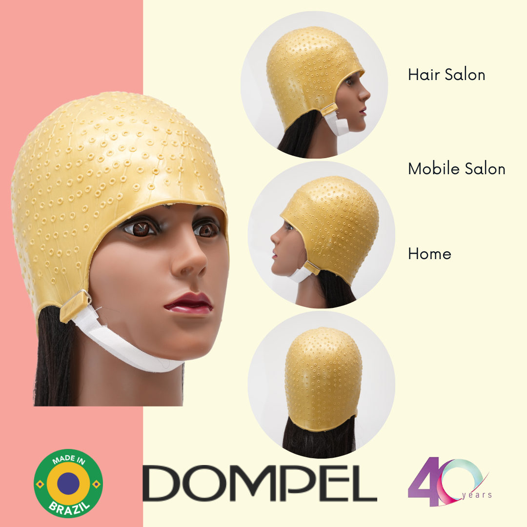 Professional DOMPEL silicone gold cap suitable for hair salons, mobile salons, and home use