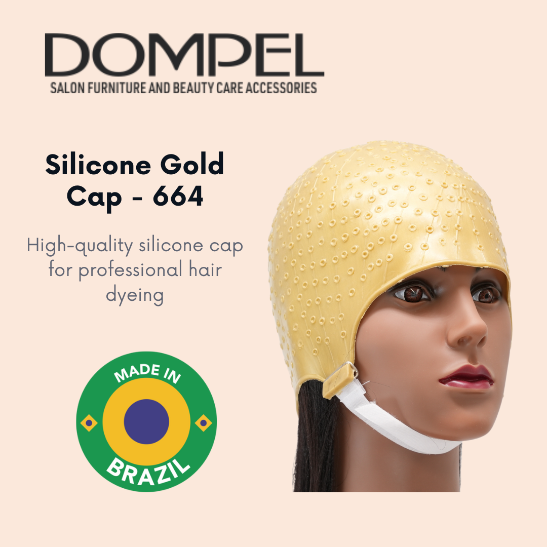 DOMPEL high-quality silicone gold cap 664 for professional hair dyeing, made in Brazil