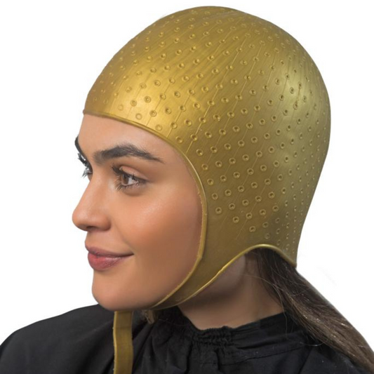 DOMPEL Silicone Highlight Hair Cap in gold, Type Athenas, perfect for professional hair coloring.