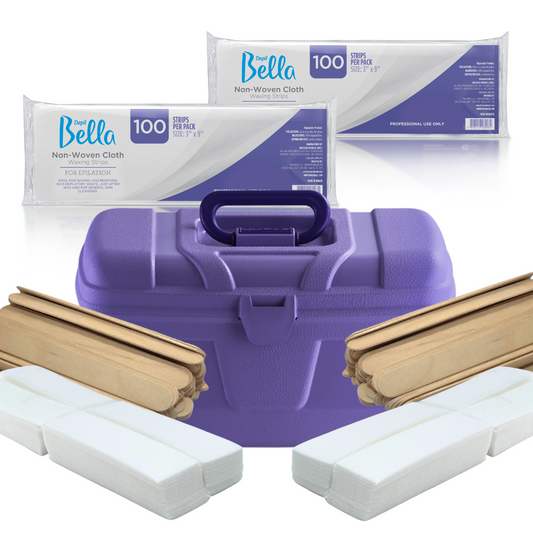 Depil Bella Eyebrow Waxing Kit with Non-Woven Strips and Wooden Sticks