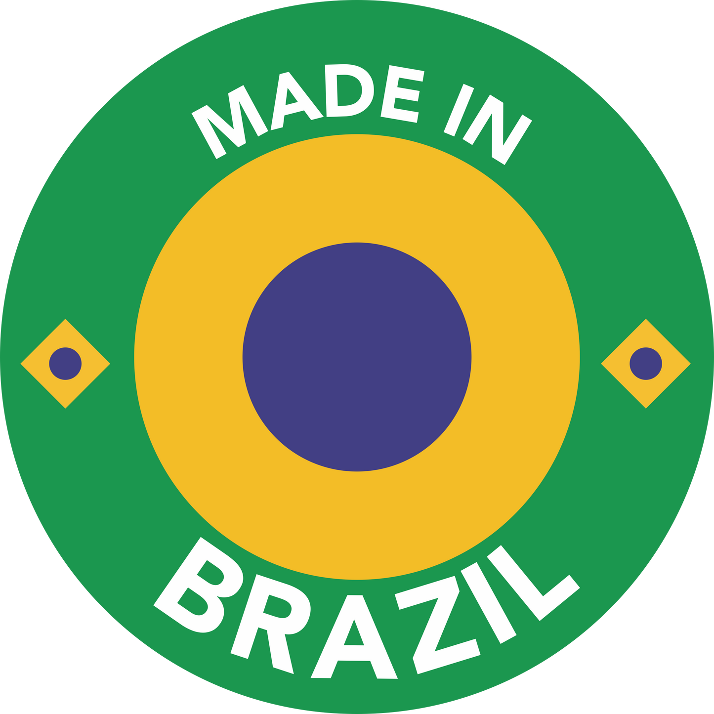 Brazilian-made product label, highlighting the product's origin with national colors.