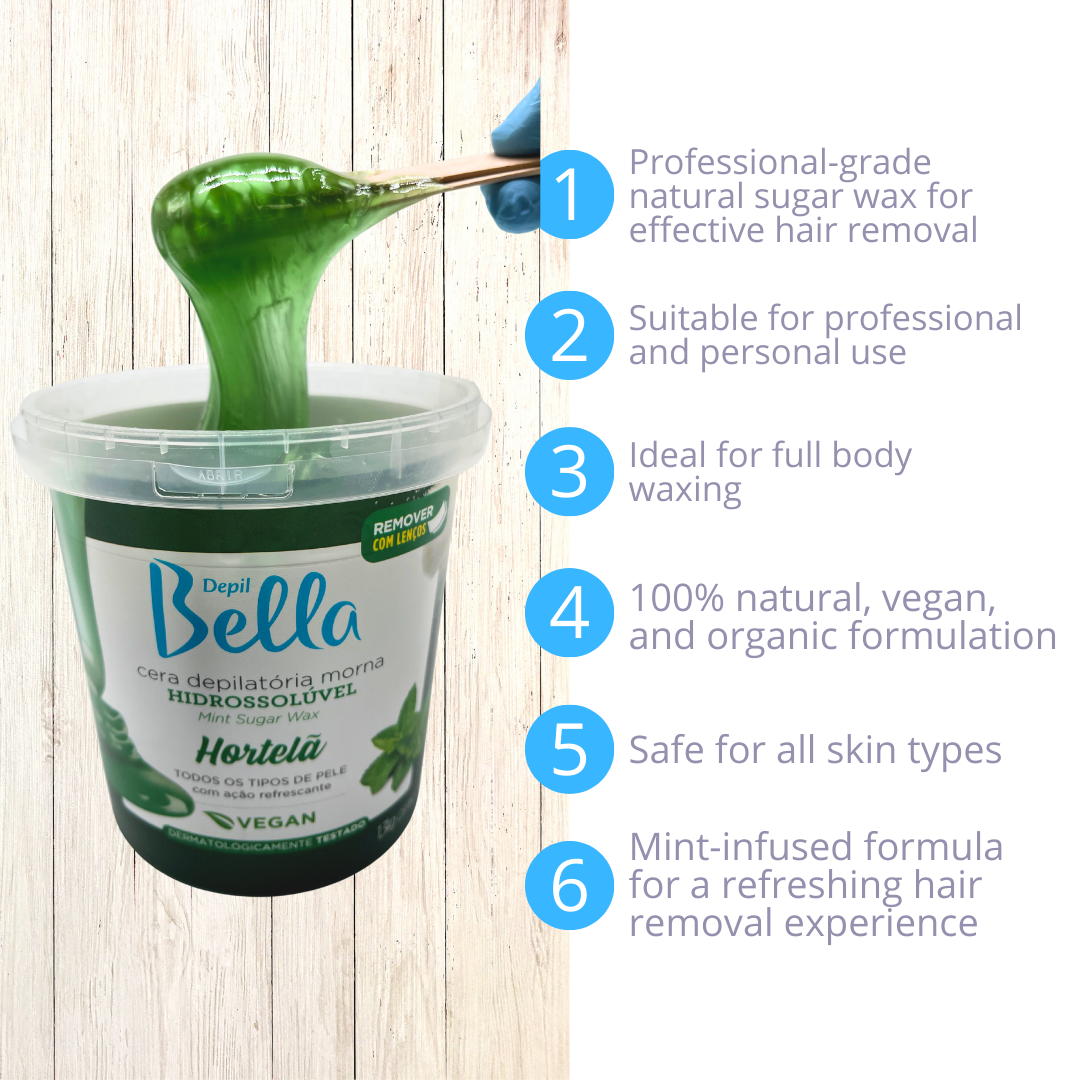Mint sugar wax for hair removal by Depil Bella