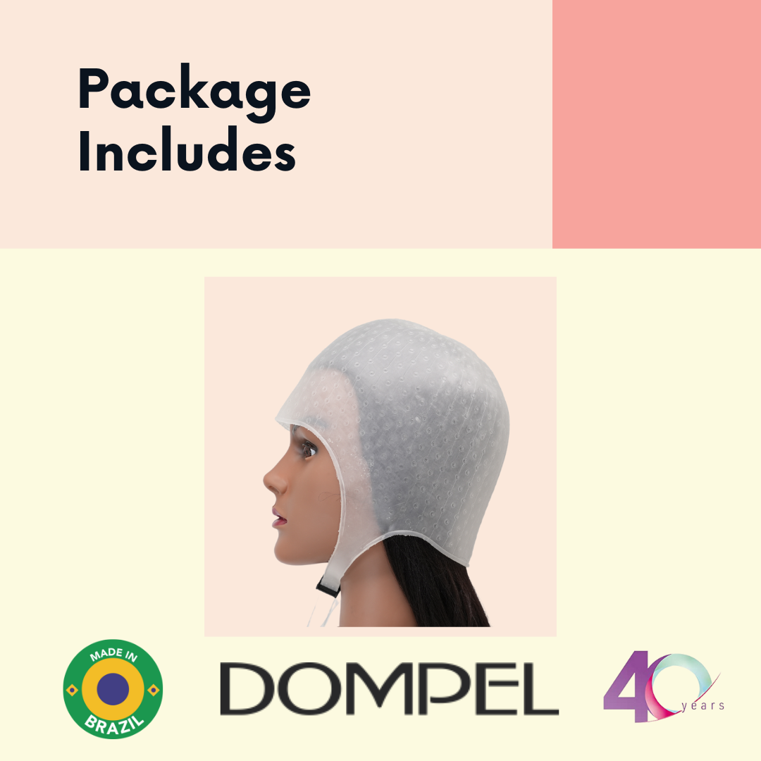 Dompel Silicone White Cap 400 Athenas, professional hair dye cap package contents, Made in Brazil