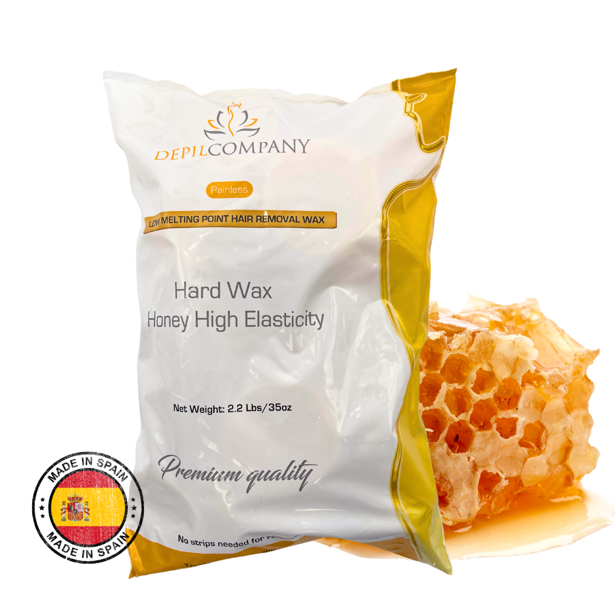 Professional high-yield hard wax honey by Depilcompany, 2.2 lbs