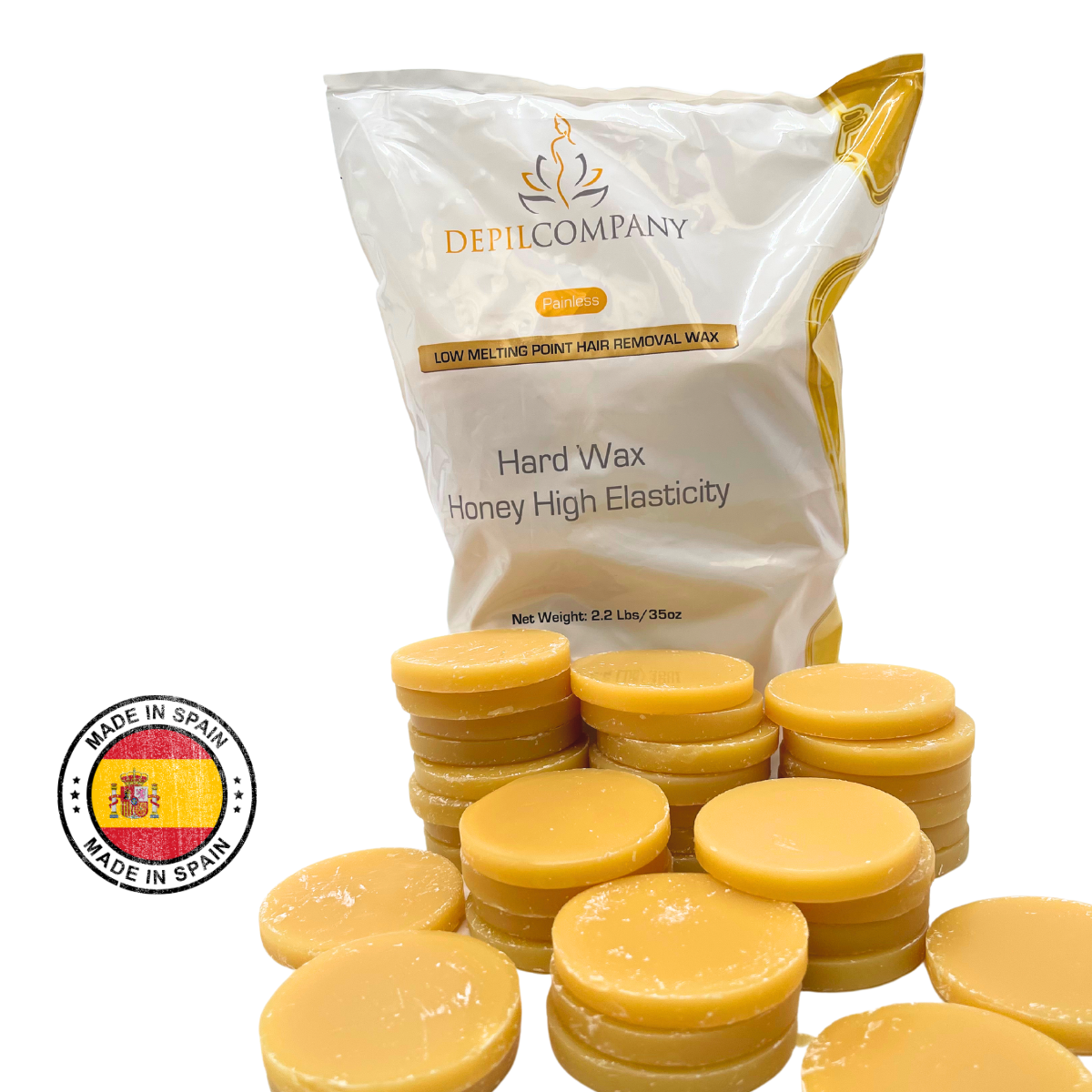 Professional honey hard wax discs by Depilcompany, 2.2 lbs